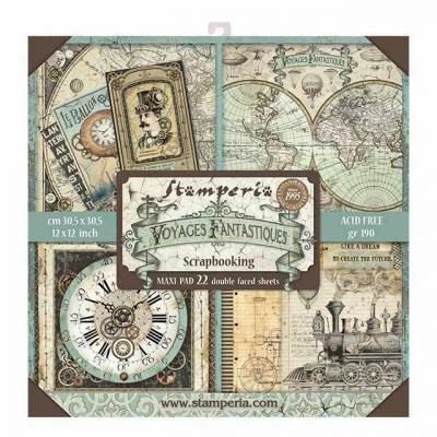 Stamperia 12x12 Inch Paper Pack - Voyages Fantastiques